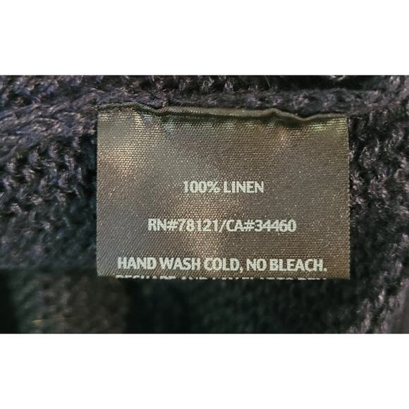 Eileen Fisher Navy Blue 100% Linen Loose Knit Rollneck Sweater – Small - Picture 7 of 7